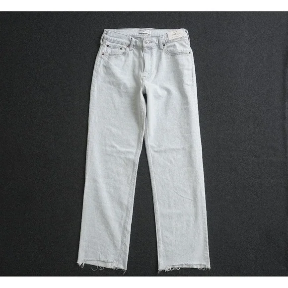 Abercrombie & Fitch The Baggy Low Rise Jeans Womens Long Raw Hem 27 / 4L - Picture 2 of 10